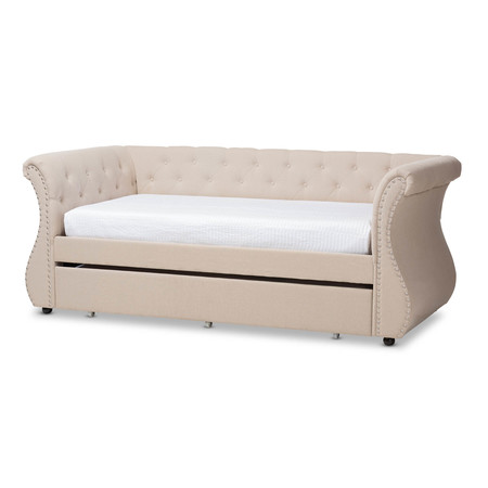 BAXTON STUDIO Cherine Beige Upholstered Daybed with Trundle 146-8167